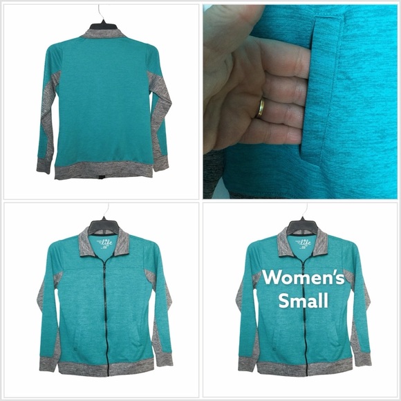 Women's JCP Made For Life S Small 4 - 6 Track Jacket Teal Gray Black Lightweight - Picture 1 of 8